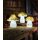Dekoleuchte Pilz HUBY Glas Gold-Weiß H:18 cm mit 10 LEDs - Dekopilz Lampe mit LED Lichterkette, Dekolampe, Tischleuchte, Pilzlampe