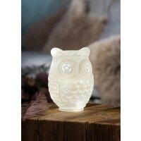 Dekoleuchte Eule NOCUTA Glas Weiß H:20 cm mit 15...