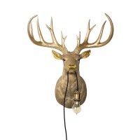 Wandleuchte Hirsch 57.5 x 41.5 x 73.5 cm cm antik gold Shabby Chic Look - Wandlampe, Leuchte, Tierlampe, Moderner Deko Stil, Tierleuchte
