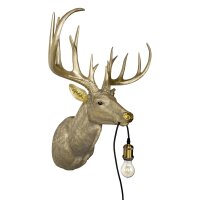 Wandleuchte Hirsch 57.5 x 41.5 x 73.5 cm cm antik gold Shabby Chic Look - Wandlampe, Leuchte, Tierlampe, Moderner Deko Stil, Tierleuchte