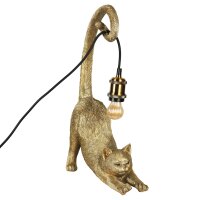 Tischleuchte Lampe Katze 50x33 cm antik gold Shabby Chic...