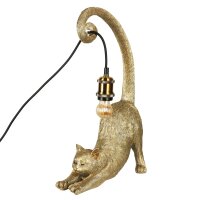 Tischleuchte Lampe Katze 50x33 cm antik gold Shabby Chic Look - Leuchte, Tischlampe, Moderner Deko Stil, Tierleuchte