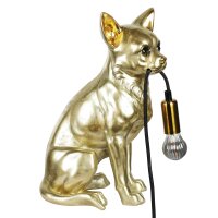 Tischleuchte Lampe Hund Chihuahua 28x12 cm antik gold...