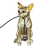 Tischleuchte Lampe Hund Chihuahua 28x12 cm antik gold Shabby Chic Look - Leuchte, Tischlampe, Moderner Deko Stil, Tierleuchte