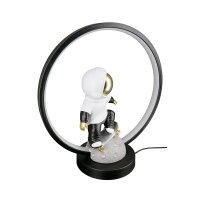 Tischleuchte Astronaut auf Skateboard im LED Ring H:33 cm - Tischlampe Weltall, Lampe, Moderner Deko Stil , Geschenkidee