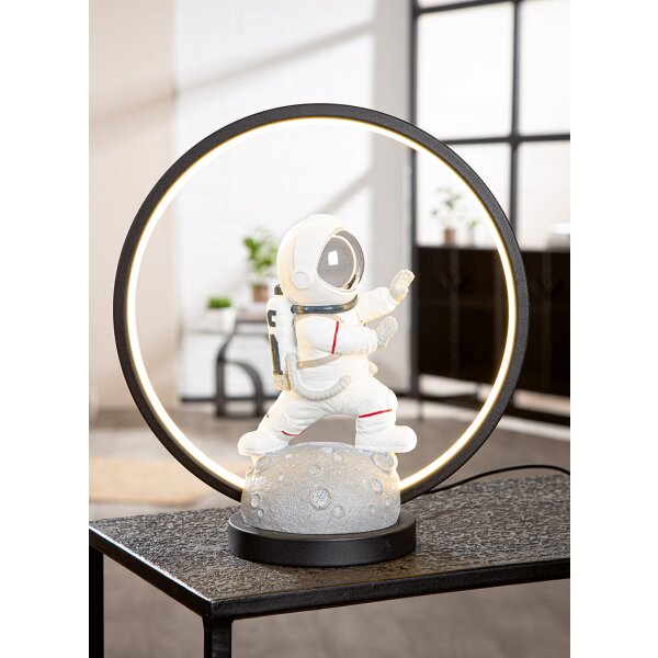 Tischleuchte Astronaut Karate Kämpfer im LED Ring H:33,5 cm - Tischlampe Weltall, Lampe, Moderner Deko Stil , Geschenkidee