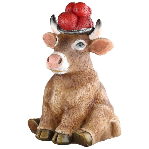 Dekofigur Schwarzwald Kuh mit Bollenhut H:7,5 cm - Deko für Schwarzwald-Liebhaber, Heimatliebe, Tradition, lustige Dekoration