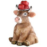 Dekofigur Schwarzwald Kuh mit Bollenhut H:7,5 cm - Deko für Schwarzwald-Liebhaber, Heimatliebe, Tradition, lustige Dekoration