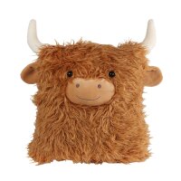 Kissen Farmtier Hochlandrind Yak 38x33 cm aus Plüsch...