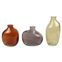 Moderne Glasvase Vase Lou (3er Set) H:10-15 cm - braun,...