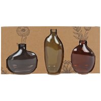 Moderne Glasvase Vase Lou (3er Set) H:10-15 cm - braun,...