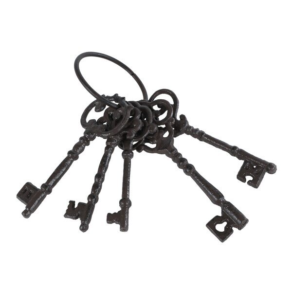 Deko Schlüsselbund im Vintage-Stil aus Metall schwarz mit 5 Schlüssel - Nostalgie Skelett-Schlüssel, Hausübergabe, Richtfest