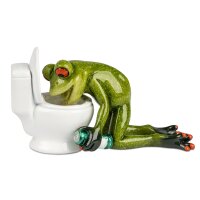 Dekofigur Frosch vor Toilette betrunken 14x8 cm - Deko...