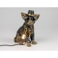 Dekoleuchte Lampe Hund mit Hut und Brille H:33 cm antik...