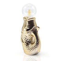 Lucia LED Tischleuchte Fisch, gold H:17 cm mit Keramiksockel, batteriebetrieben - Maritime Tischlampe, Lampe, Moderner Deko Stil maritim, Tierleuchte