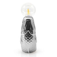 Lucia LED Tischleuchte Fisch, silber H:17 cm mit Keramiksockel, batteriebetrieben - Maritime Tischlampe, Lampe, Moderner Deko Stil maritim, Tierleuchte