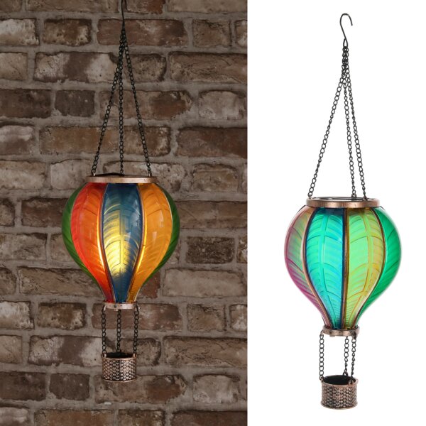 LED Solar Leuchte Heißluftballon Hängelampe 13,5 x 45 cm - Hängeleuchte, Gartenleuchte, Terrassen Lampe, Garten Balkon Deko, Moderner Deko Stil , Geschenkidee