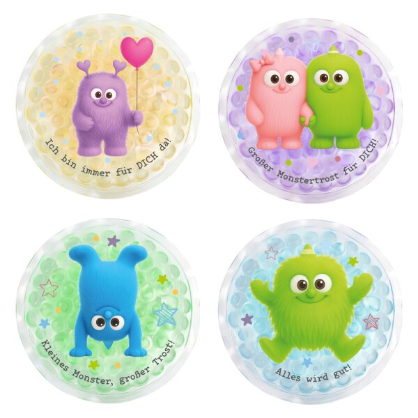 Kühlpad Mutmacher (4er Set ) D:10 cm - Kühlpack, Kühlakku, Kühlung bei Verletzung, Tröster, Party, Eiswürfel
