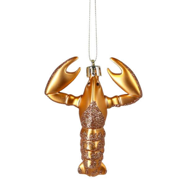 Baumschmuck Hummer goldgelb aus Kunststoff - Baumdeko Meerestiere, maritime Hängedeko, Meer Küste, Weihnachtsdeko, Christbaumschmuck, Weihnachten