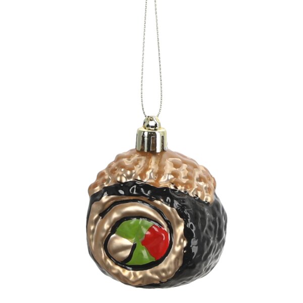 Baumschmuck Sushi Roll aus Kunststoff - Baumdeko Japan Fisch Essen, Hängedeko, Weihnachtsdeko, Christbaumschmuck, Weihnachten