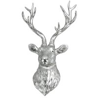Wanddeko Hirsch Kopf silber H:63 cm aus Polyresin -...