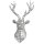 Wanddeko Hirsch Kopf silber H:63 cm aus Polyresin -  Skulptur mit Geweih, Hängedeko Hirschschädel, Jagdtrophäe, Hirschkopf