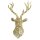 Wanddeko Hirsch Kopf gold H:63 cm aus Polyresin -  Skulptur mit Geweih, Hängedeko Hirschschädel, Jagdtrophäe, Hirschkopf