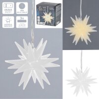 LED Stern 3D weiß D:7 cm zum Hängen mit Timer...