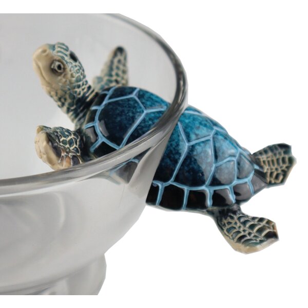 Schildkröte mit Magnet - wirkt wie aus Glas schwimmend - 8 x 9 cm - Deko für Wasserglas, Tischdeko, Schwimmschale, Gartendeko, Schwimmtiere