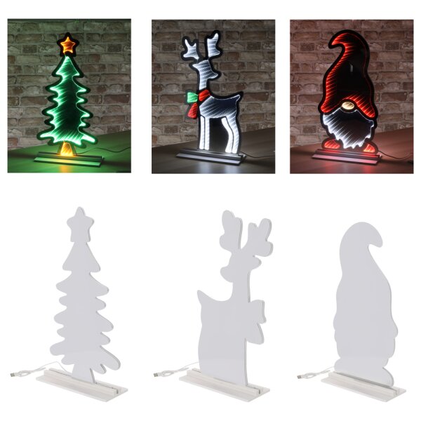 LED Leuchte Infinity Weihnachten H:55 cm - Rentier,...