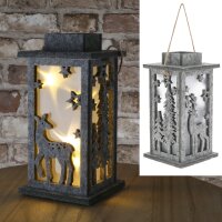 Filz LED Laterne Rentier mit Hologrammfolie H:23 cm zum...