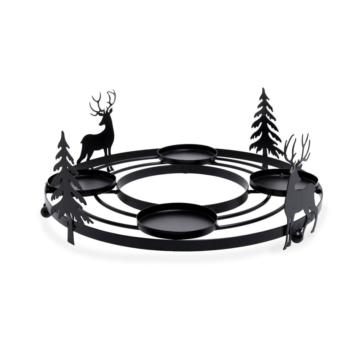 Adventskranz Kerzenhalter Ring mit Hirsch und Tannen D:36 cm aus Meta, 11,99 €