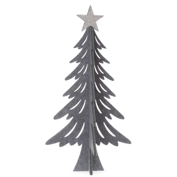 3D Filz Tannenbaum XL mit Stern zum Stellen H:60 cm grau - Weihnachtsdeko, Weihnachtsbaum, Weihnachten Dekoration, Adventsdeko, Winterdeko