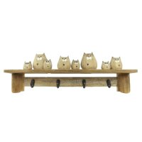 Garderobe Kleiderhaken Katze L:64 cm aus Holz mit Ablage...