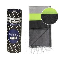 NEON Hammam Strandtuch grau-schwarz 180x100 cm - schnell trocknendes Handtuch aus recycelter Baumwolle - Strand Tuch, Badetuch, Strandlaken, Sonnentuch, Urlaub, Meer