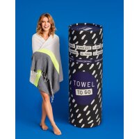 NEON Hammam Strandtuch grau-schwarz 180x100 cm - schnell trocknendes Handtuch aus recycelter Baumwolle - Strand Tuch, Badetuch, Strandlaken, Sonnentuch, Urlaub, Meer