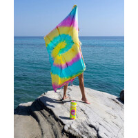 TIE DYE Hammam Strandtuch grün, gelb 180x100 cm - schnell trocknendes Handtuch aus recycelter Baumwolle - Strand Tuch, Badetuch, Strandlaken, Sonnentuch, Urlaub, Meer