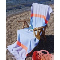2-in-1 Hammam Strandtuch & Strandtasche NEON blau-grau 180x100 cm - schnell trocknendes Handtuch aus recycelter Baumwolle - Strand Tuch, Tasche, Badetuch, Strandlaken