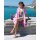 2-in-1 Hammam Strandtuch & Kimono TIE DYE lila-orange 180x100 cm - schnell trocknendes Handtuch aus recycelter Baumwolle - Strand Tuch, Tasche, Badetuch, Strandlaken