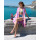 TIE DYE Wandelbares 2-in-1-Handtuch: Strandtuch & Kimono lila-orange 180x100 cm - schnell trocknendes Handtuch aus recycelter Baumwolle - Strand Tuch, Tasche, Badetuch, Strandlaken, Sonnentuch, Urlaub, Meer