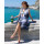 TIE DYE Wandelbares 2-in-1-Handtuch: Strandtuch & Kimono schwarz-weiß 180x100 cm - schnell trocknendes Handtuch aus recycelter Baumwolle - Strand Tuch, Tasche, Badetuch, Strandlaken, Sonnentuch, Urlaub, Meer