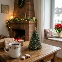 Mechanische Spieluhr Weihnachtsbaum mit Musik H:15 cm - Weihnachtsdeko mit Uhrwerk, Spieldose Tannenbaum, Tischdeko, Winterdeko, Deko Weihnachten, Advent Dekoration