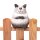Zaunhocker Dicke Katze beige-braun H:16 cm aus Keramik - Zaun Deko Garten Katzen, Tierfigur Pfostenhocker, Zaunfigur, Gartendeko, Zaunstecker