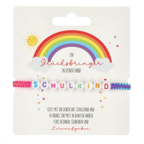 Armband Glücksarmband Schulkind in Regenbogenfarben - Glücksbringer Einschulung, Kinder Mutmacher Schule