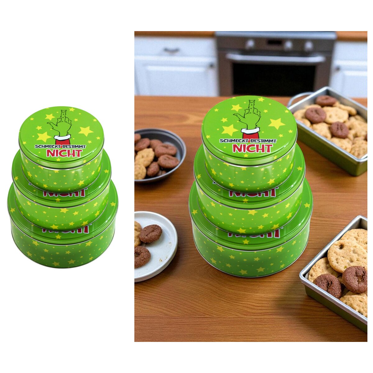 Gebäckdose Keksdose Muffel Weihnachten rund (3er Set)
