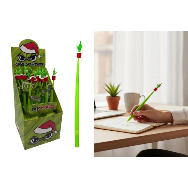 Kugelschreiber Mittelfinger Weihnachten - Bouncy Kuli, Stift Festtagsmuffel, Wichtelgeschenk