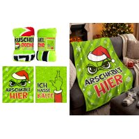 Kuscheldecke Muffel Weihnachten (2er Set) grün...