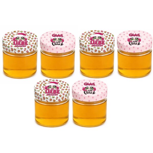 Einmachglas X-Miss Weihnachten (6er Set) 200 ml mit Schraubverschluss - Vorratsglas, Einweckglas, Marmeladenglas