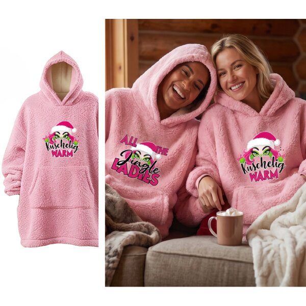 Hoodie Sweatshirt Decke X-Miss "Kuschelig warm" pink - Kuschelmantel Frauen Kuscheldecke Weihnachten
