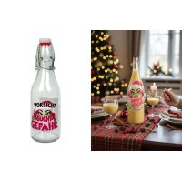 Glas Flasche X-Miss Weihnachten (3er Set) 250 ml mit Bügelverschluss - Vorsicht Suchtgefahr - Saftflasche, Eierlikör, Likörflasche